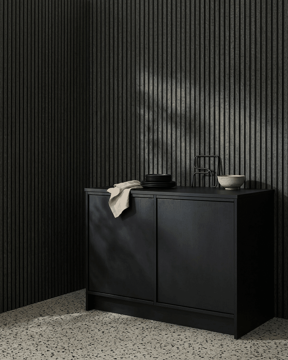 Akupanel | Acoustic Panel / Colored, Charcoal, Black Felt, 240 x 60 cm
